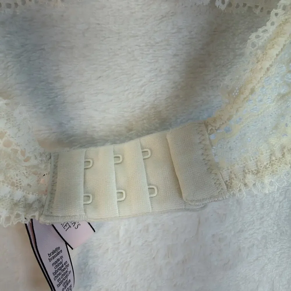 Victoria's Secret Long Line Halter Bralette XS Lace Top White Ivory Coquette